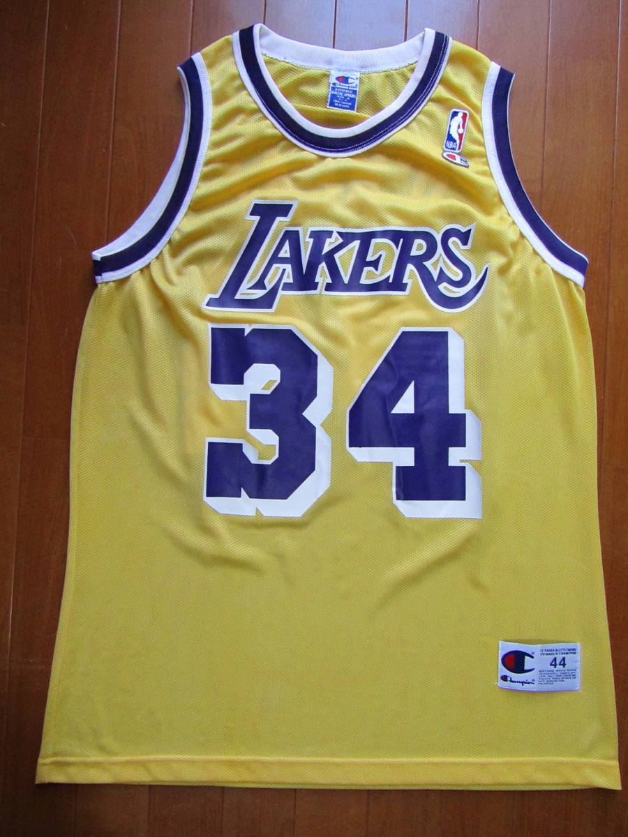 人気セール，100%新品 NBA ロサンゼルス レイカーズ シャキール オニール チャンピオン製 ヴィンテージ ユニフォーム バスケ 44 シャック ゲームシャツ(Lサイズ)｜売買されたオークション情報、yahooの商品情報をア ユニフォーム