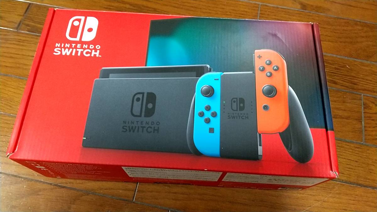 新型 Nintendo Switch ニンテンドースイッチ 本体　ネオンレッド ネオンブルー　中古　スマブラ　ファミスタエボリューションソフト付き　_1