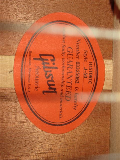 ギブソン・HISTORIC　J-50 アコースティックギター　PU付（S/N03325062)_7