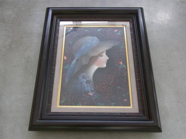 中原脩 油彩画4号「帽子の女 青いリボン」＊＊額装(人物画)｜売買され