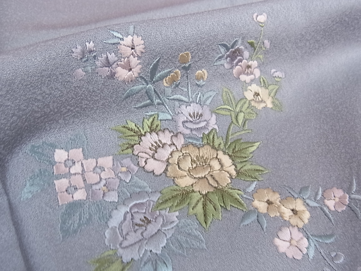 着物屋こころ■訪問着　刺繍　草花文　三越扱い　逸品　未使用　wt584