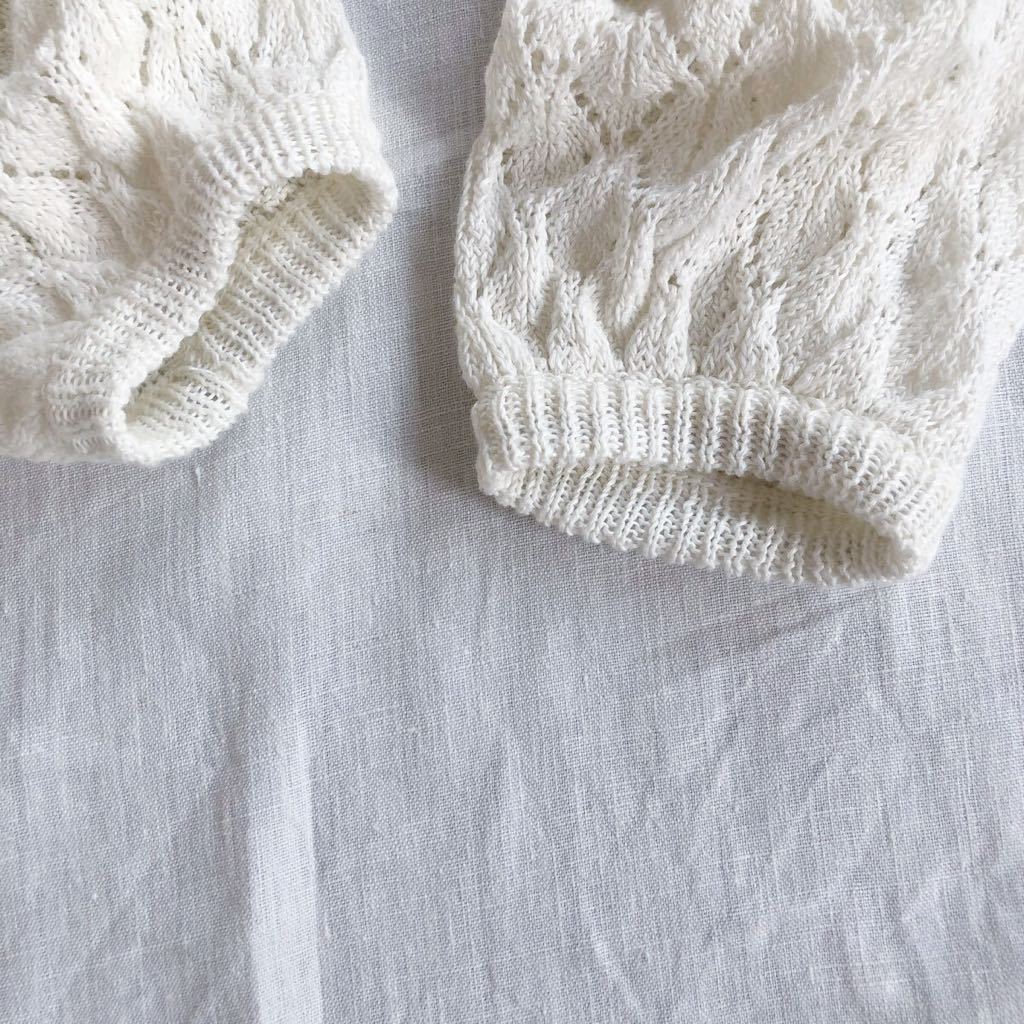 ハグオーワー cloth&cross レース編みサマーニット ホワイト 大人  