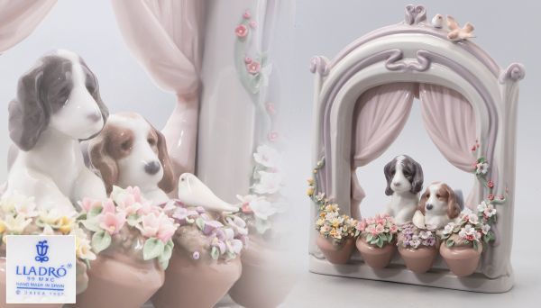 F551. LLADRO リヤドロ No.6502「可愛いながめ」子犬 フィギュリン