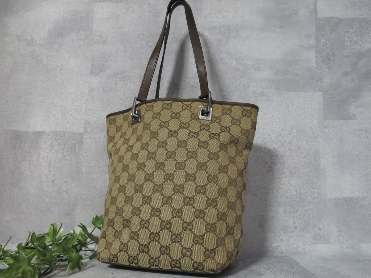  GUCCI グッチ GG キャンバス カーフ レザー 本革 トート バッグ ベージュ 茶 ブラウン イタリア製 肩掛け C625(かばん、バッグ)｜売買されたオークション情報、yahooの商品情報をアーカイブ公開 - かばん、バッグ