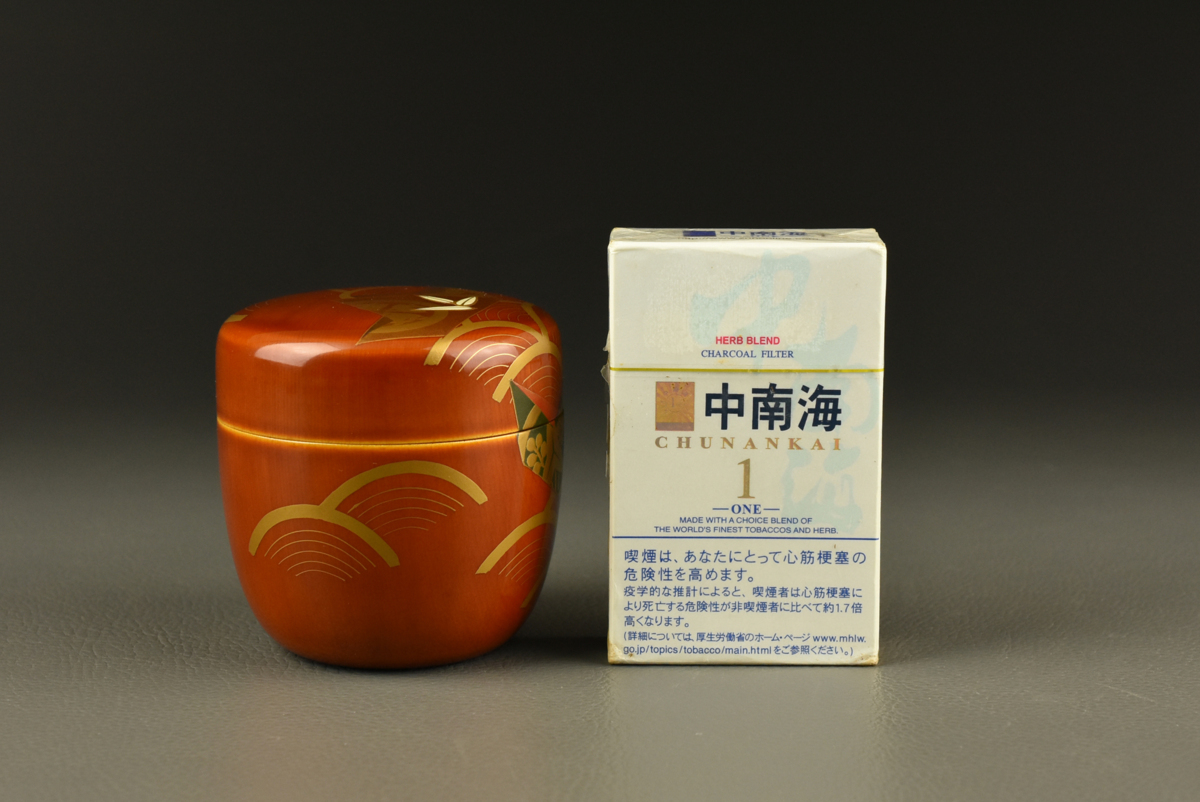 茶道具 蒔絵師 共箱 棗 西條一斎作 春慶塗 春草蒔絵 V 0 巻物蒔絵