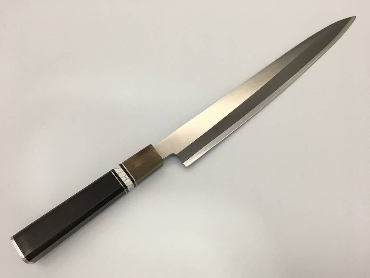 アウトレット品 ステンレス製 柳刃包丁9寸 黒檀水牛八角柄 刺身包丁