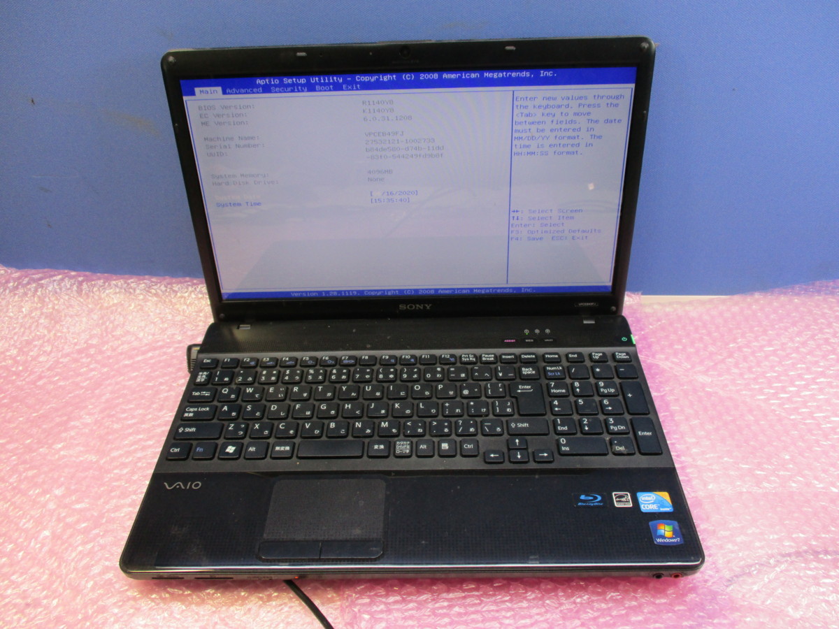 VAIO SONY i5 VPCEB49FJ Core RAM Intel Sony 256GB SSD ⁄ CPU 4GB PCG