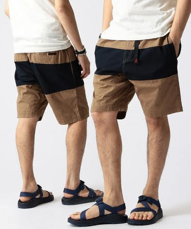 SALE GRAMICCI &times; BEAMS 別注 ラインショーツ M ブラウン/ネイビー グラミチ ビームス コラボ ハーフパンツ ショート クライミング GMP-14S101(男性用)｜売買されたオークション情報、yahooの商品情報を 男性用