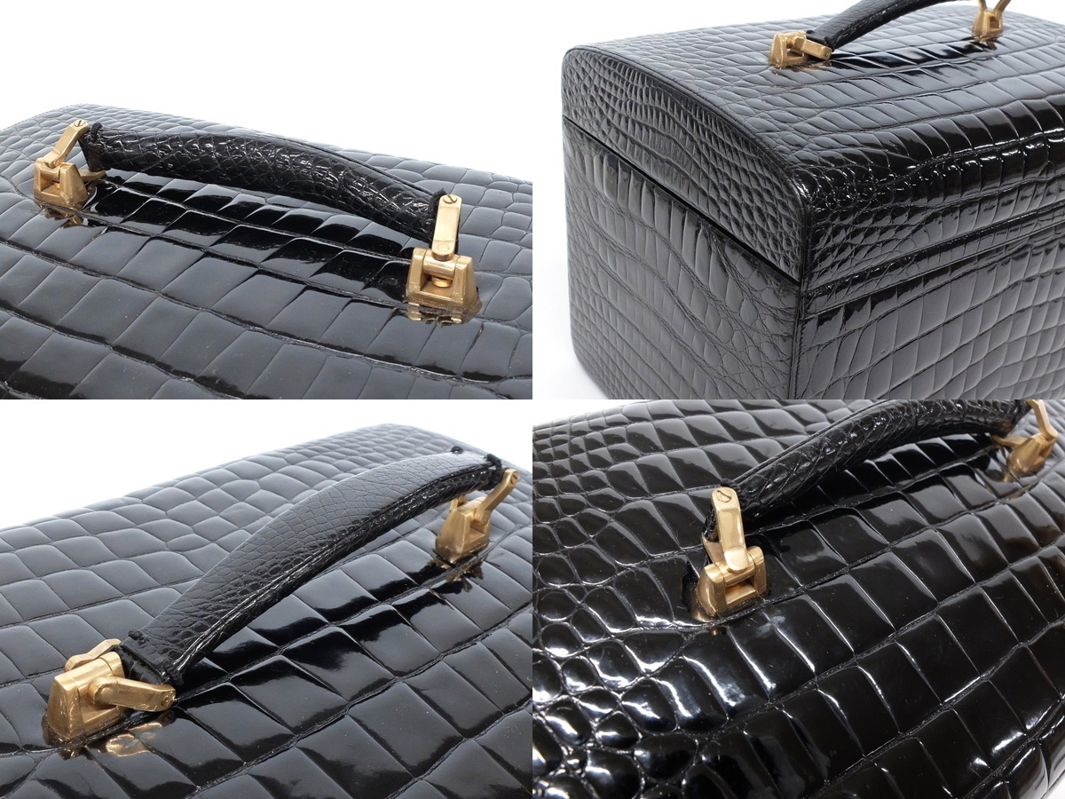 Morabitoモラビト クロコダイル ゴールド金具 ハンドバッグ バニティ ジュエリーボックス ブラック 黒 ミラー付 クロコダイル 売買されたオークション情報 Yahooの商品情報をアーカイブ公開 オークファン Aucfan Com