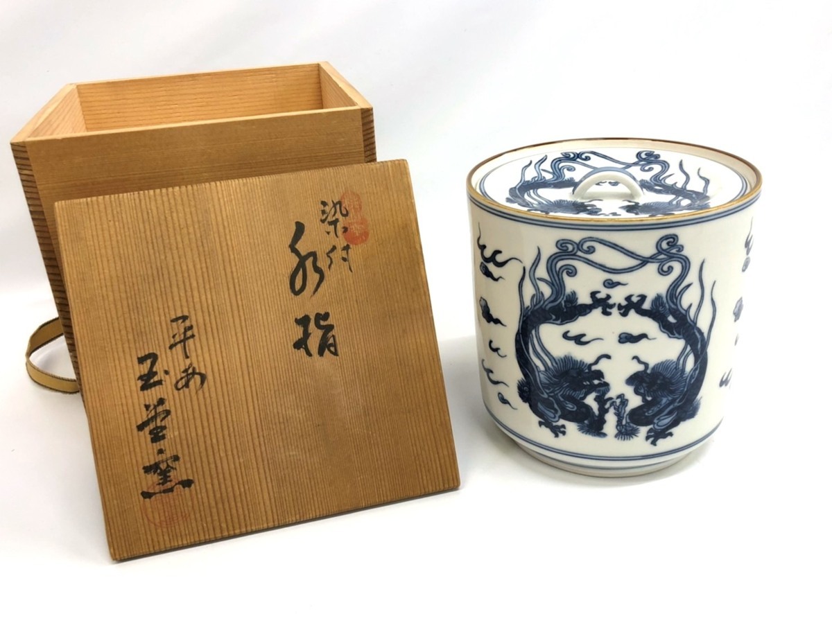 水指 茶道具 - 共箱 京焼 玉堂窯 茶道 Yahoo!オークション 染付桶側