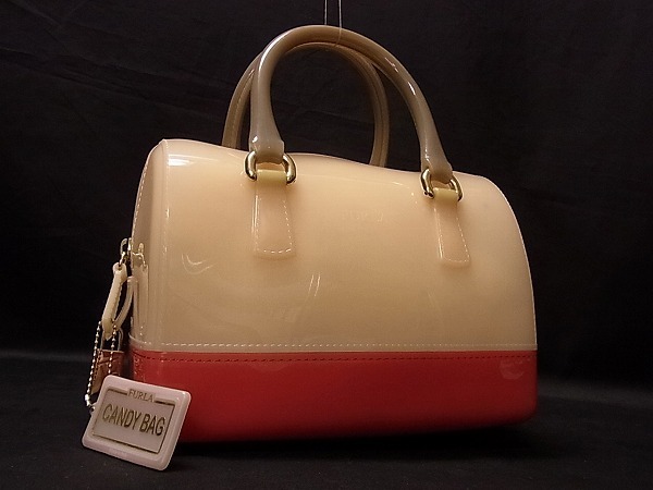 フルラ キャンディバッグ FURLA – ハンドバッグ ラバー×パイソン型押し 