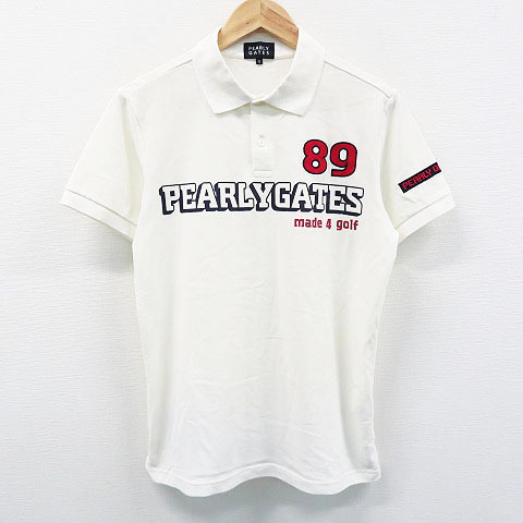 新品，大得価 PEARLY GATES パーリーゲイツ 半袖ポロシャツ ロゴ ホワイト系 5 240001382750 ゴルフウェア メンズ(パーリーゲイツ)｜売買されたオークション情報、yahooの商品情報をアーカイブ公開 - オークファン シャツ