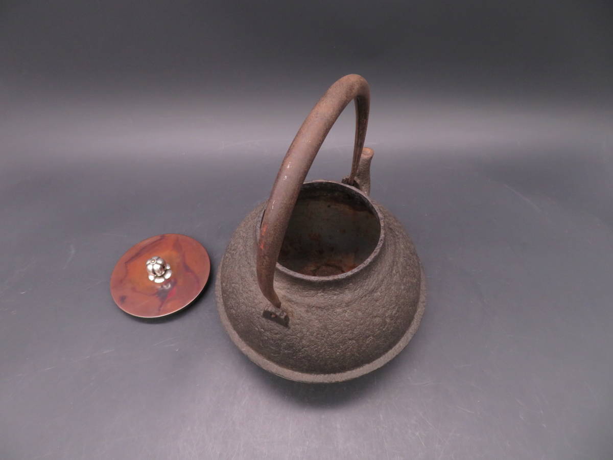 瑞】金壽堂造 牛童子竹紋 鉄瓶 高：22．5cm 鉄瓶 瑞金壽堂造