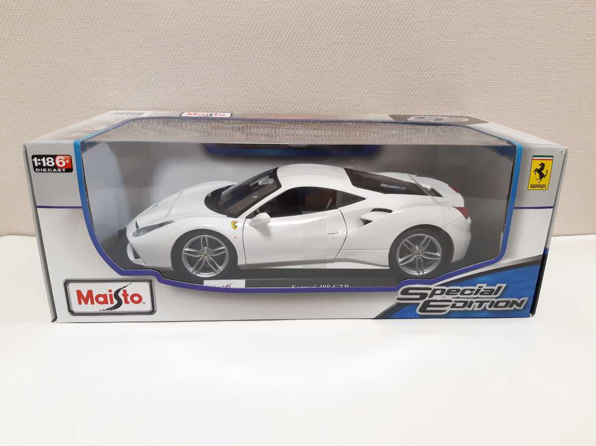 Maisto Ferrari 488 GTB ミニカー ホワイト マイスト Maisto 1/18 フェラーリ Ferrari 488 GTB ホワイト 白 新品
