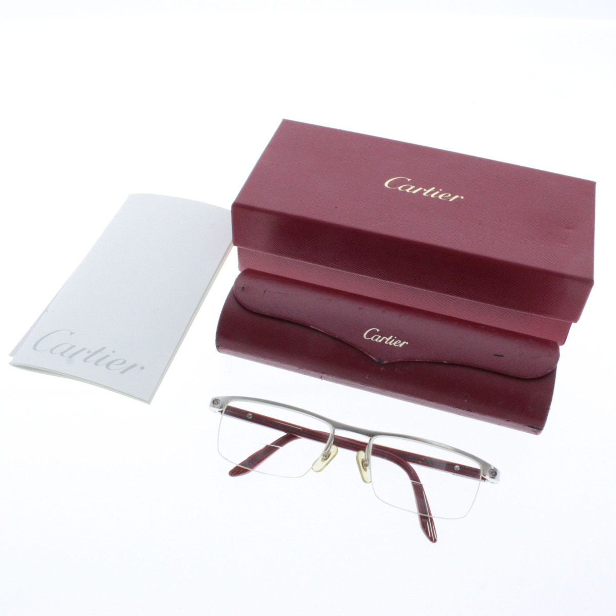 Cartier カルティエ メガネ 度入り リムレス Y2K ケース、外箱付き 
