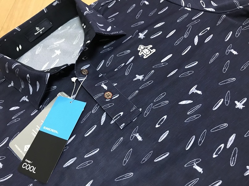 【100%新品，大人気】 Munsingwear マンシングウェア サーフボード総柄プリント 半袖ポロシャツ MGMNJA14 NV00 Ｌ(マンシング)｜売買されたオークション情報、yahooの商品情報をアーカイブ公開 - オークファン シャツ