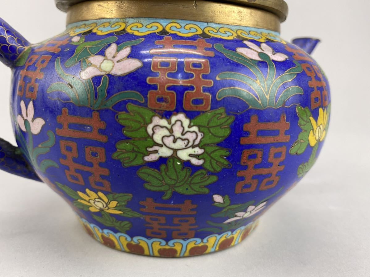 美術品・アンティーク・コレクション 2621 七宝焼 茶入 梅柄 中国美術