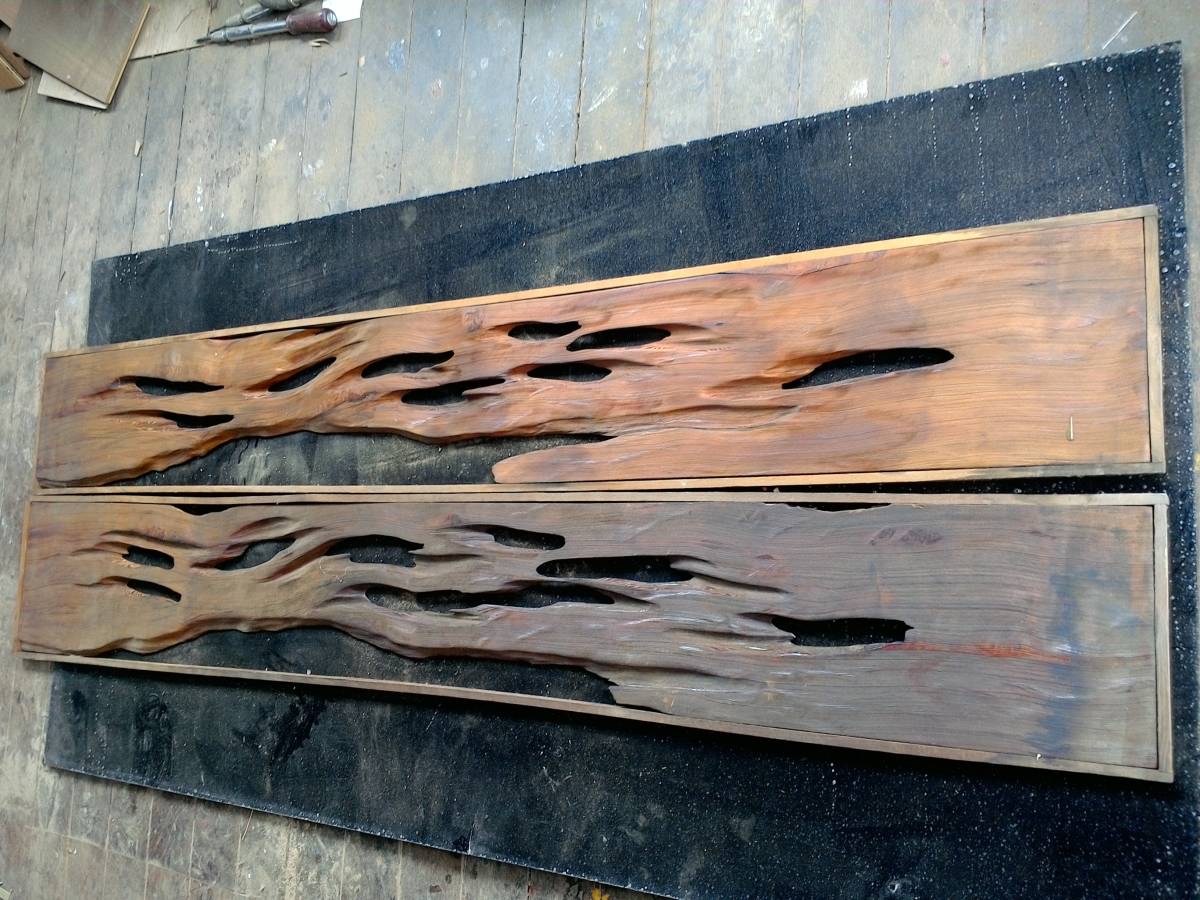 欄間 建具 1点もの商品新品 高級手彫り欄間２ | アウトレットらんま 彫刻欄間松竹梅に鷹屋久杉 屋久杉欄間の通販 彫刻欄間四君子屋久杉
