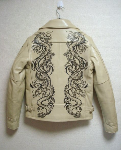 新品150着限定☆AVIREX☆ハンドペイントレザーJKT龍 M☆松本人志