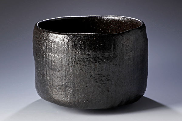 【古美味】十代大樋長左衛門(年郎)造 黒茶碗 茶道具 保証品 TsP4_2