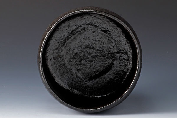 【古美味】十代大樋長左衛門(年郎)造 黒茶碗 茶道具 保証品 TsP4_4