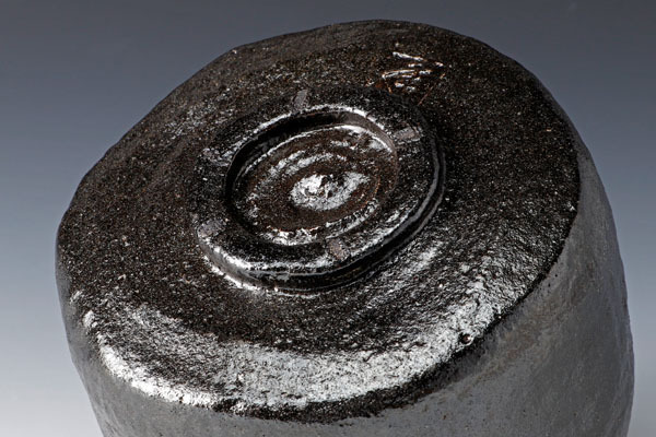 【古美味】十代大樋長左衛門(年郎)造 黒茶碗 茶道具 保証品 TsP4_7