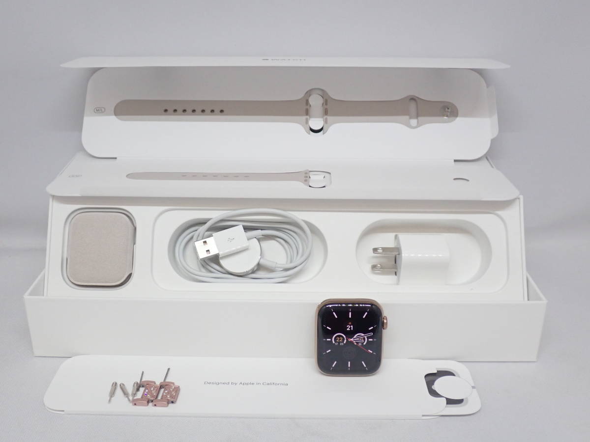 【美品】Apple Watch アップルウォッチ Serise5 44mm GPS+Cellularモデル ゴールド MWWH2J/A 腕時計