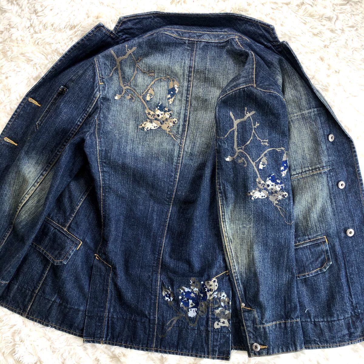 美品 ポールスミス デニムジャケット Paul Smith JEANS 花柄刺繍 G 