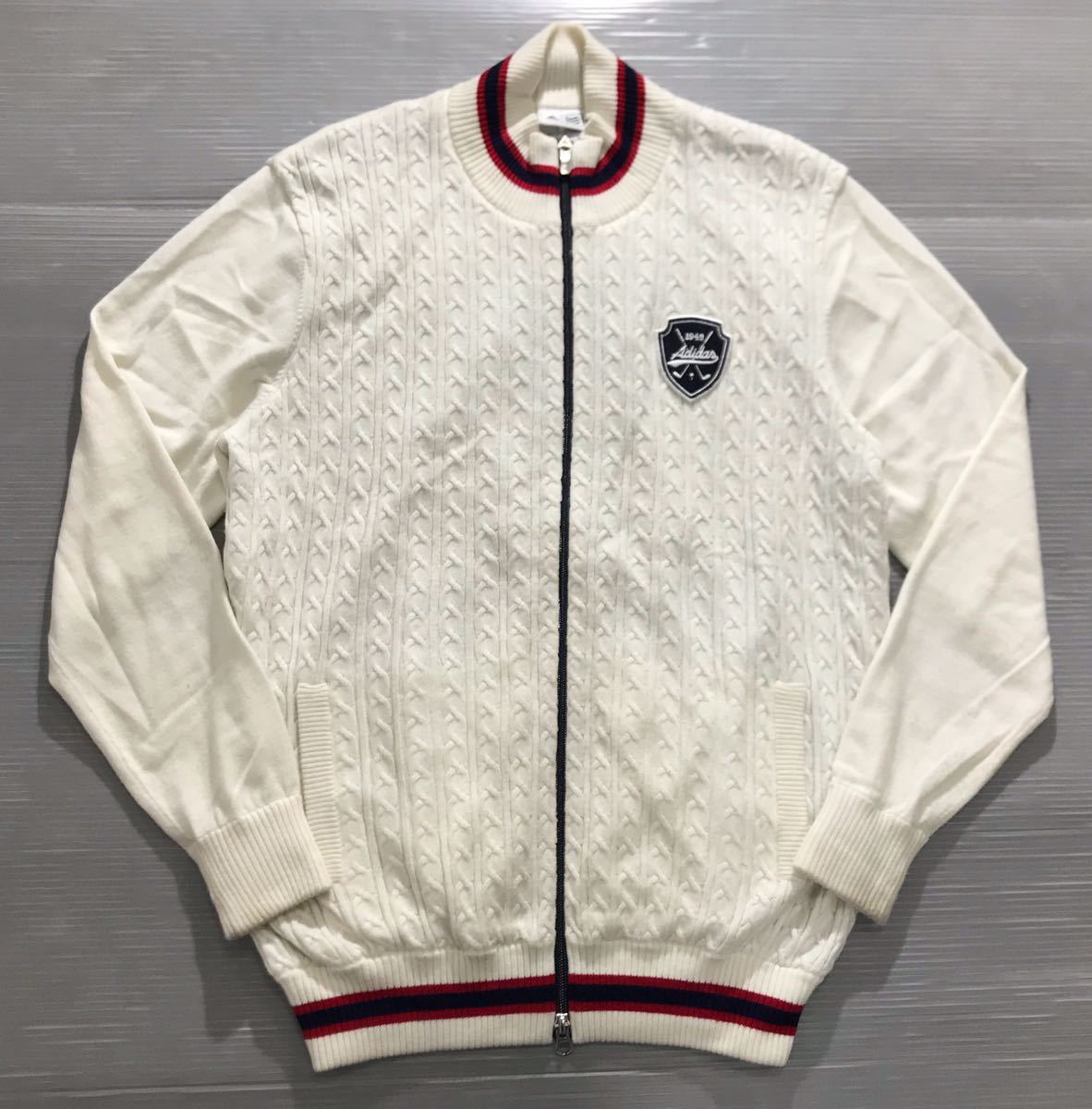  adidas アディダス テーラーメイド ロゴ刺繍 エンブレムワッペン 裏スニード地 ケーブル編み ダブルジップ ニット ジャケット L(アディダス)｜売買されたオークション情報、yahooの商品情報を ジャンパー、ジャケット
