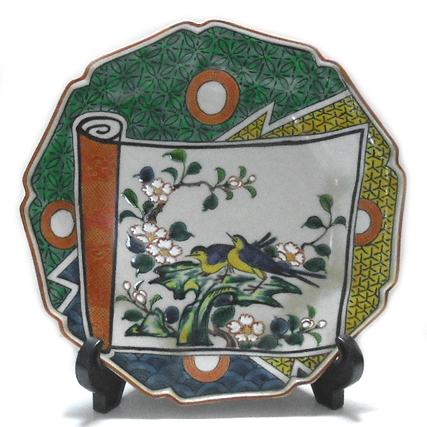 九谷焼 伊野正峰 - アスクル 花鳥絵変わり（直送品） 6号皿揃 八角形