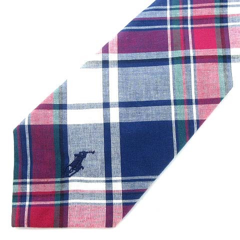 【人気SALE，セール】 ポロ バイ ラルフローレン Polo by Ralph Lauren ネクタイ ワイドタイ コットン チェック 紺ベース マルチカラー IBS77 AA(ネクタイ)｜売買されたオークション情報、yahooの商品情報をアーカイブ公開 服飾小物