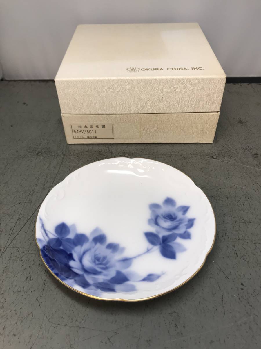 未使用☆大倉陶園☆オールドブルーローズ 銘々皿揃 小皿5点セット 54HV