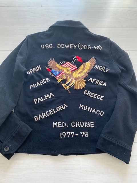 【赤字超特価，最新作】 漆黒 70's軍物ビンテージ 米海軍USS.DEWEYデューイDDG-45ミサイル駆逐艦スーベニアジャケット 秀逸刺繍 100円 最落無し 検40s50s大戦(Mサイズ)｜売買されたオークション情報、yahooの商品情報を スカジャン