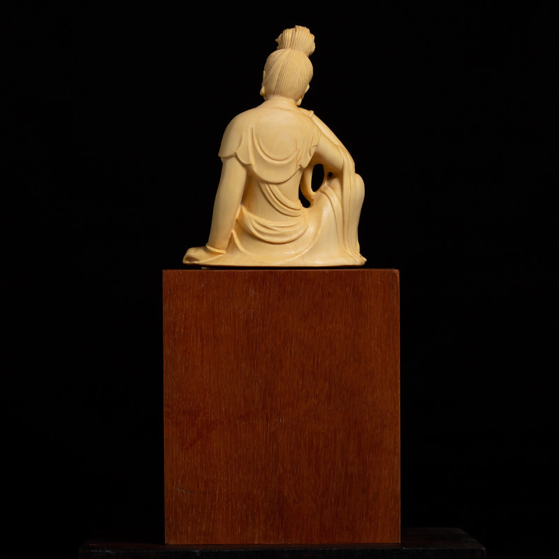 極上古美術品　マンモス　観音菩薩立像 531g 27cm 観音菩薩 総柘植材 精密彫刻 仏像 東洋彫刻 新作 観自在菩薩 観世音