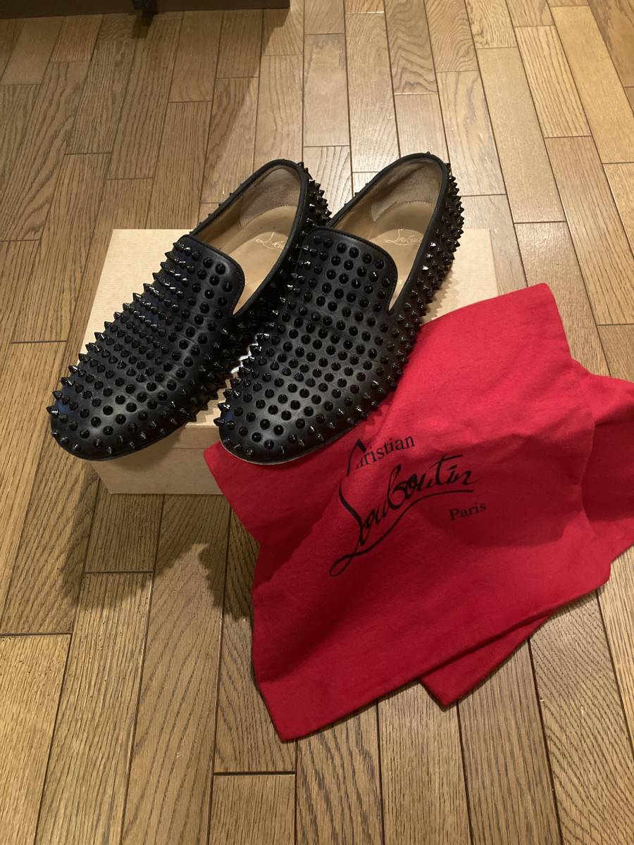 1番人気！クリスチャンルブタンローラーボーイ41ブラックLouboutinROLLERBOY SPIKEFLATCALF GG