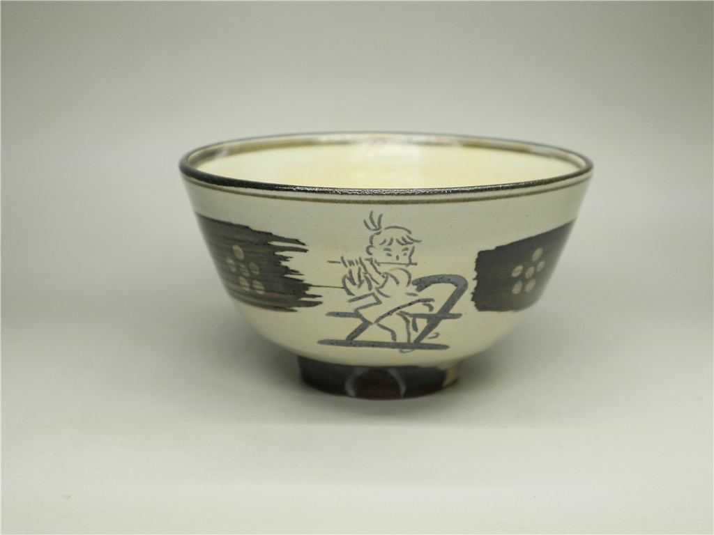正規 店 格安 【八代目 吉向十三軒作】「干支巳丑 牧童乃絵彫」茶碗