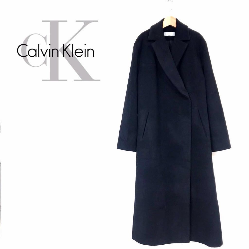O352-F◇Calvin Klein カルバンクライン ロング丈 チェスターコート 