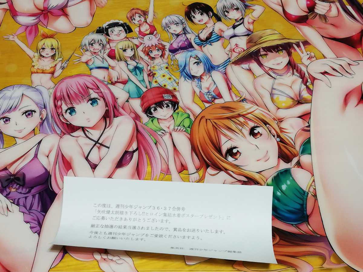 ☆抽プレ☆ 矢吹健太朗描き下ろし!! ヒロイン集結水着ポスター!! 週刊少年