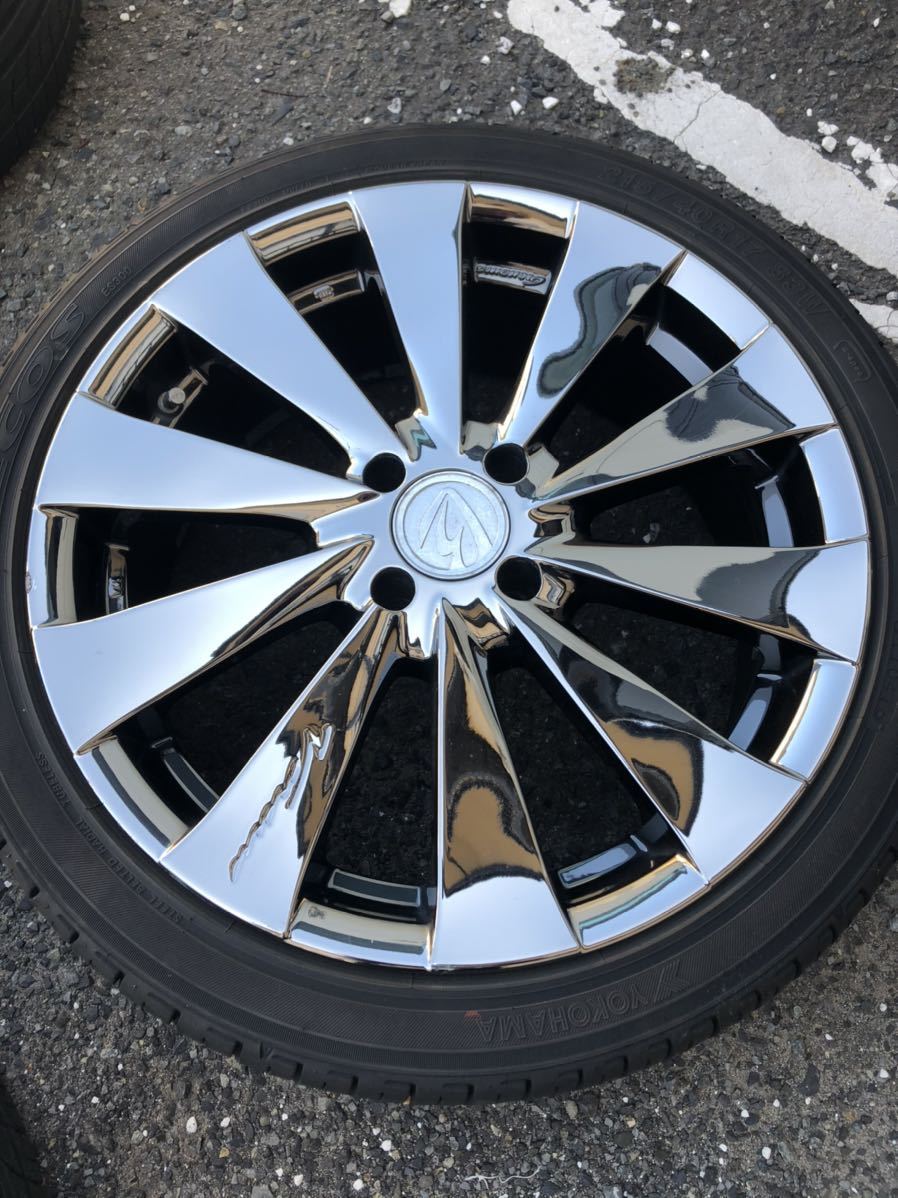 RAYS GENOMA 17×7J 100 4H ＋32 215/40R17 4本セット メッキ タイヤ 