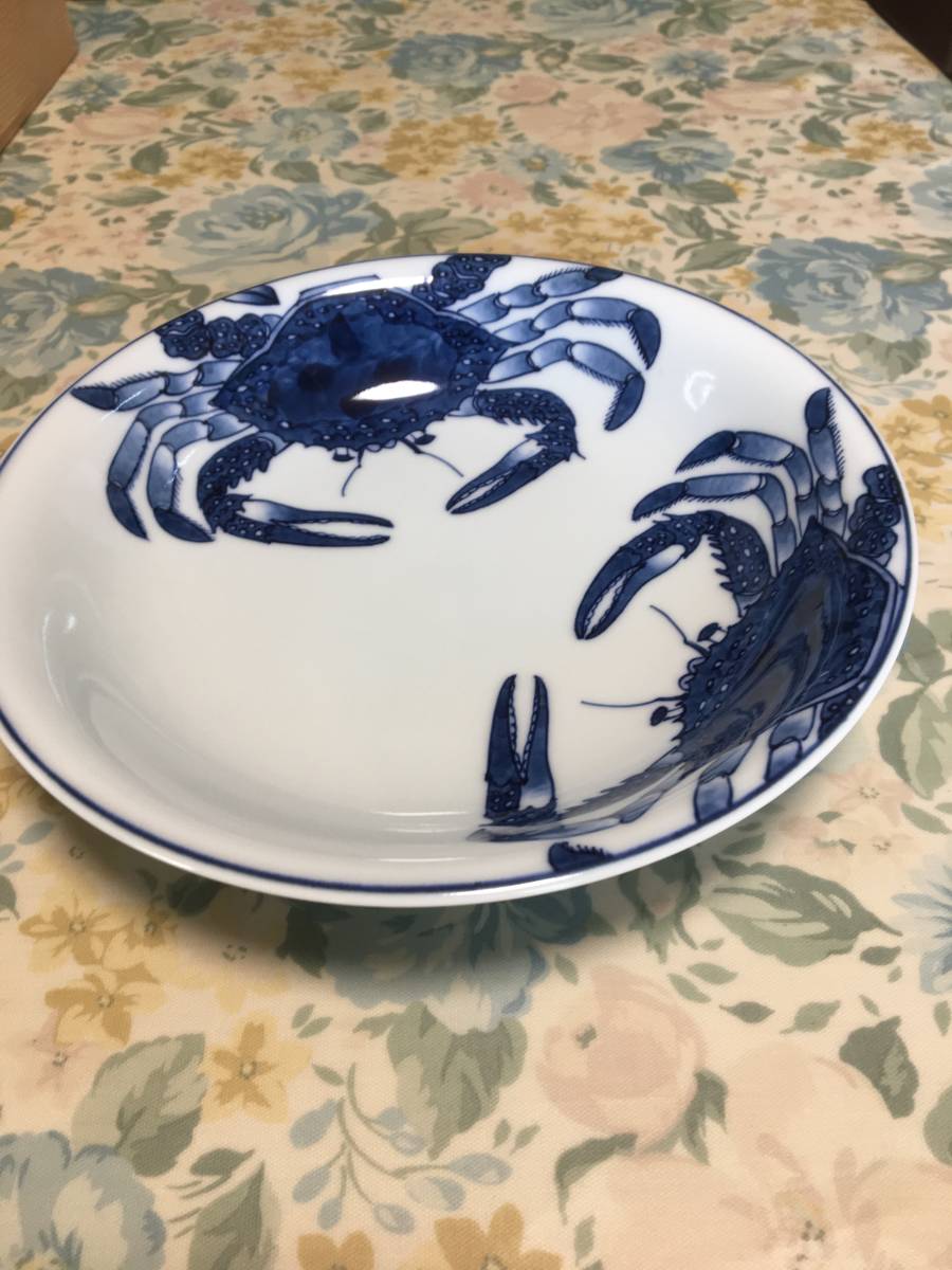 源右衛門窯 染付蟹絵深皿