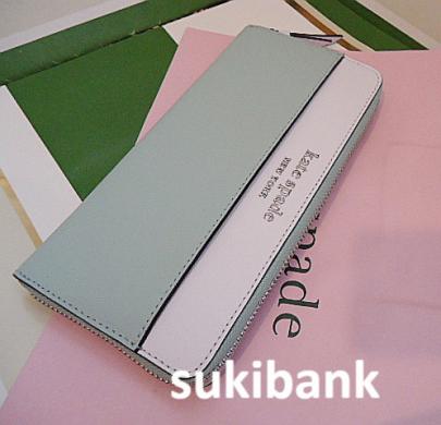 SALE，人気SALE 国内発送 WLRU6014 KATE SPADE 新作 激安 機能的 バイカラーcameron zip長財布 高級SAFFIANOレザー 本物MINT&WHITE/Gレシート付(財布)｜売買されたオークション情報、yahooの商品情報をアーカイブ公開 - 服飾小物