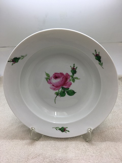 Y3158-3 マイセン ピンクローズ スープ皿 深皿 2枚セット マイセン