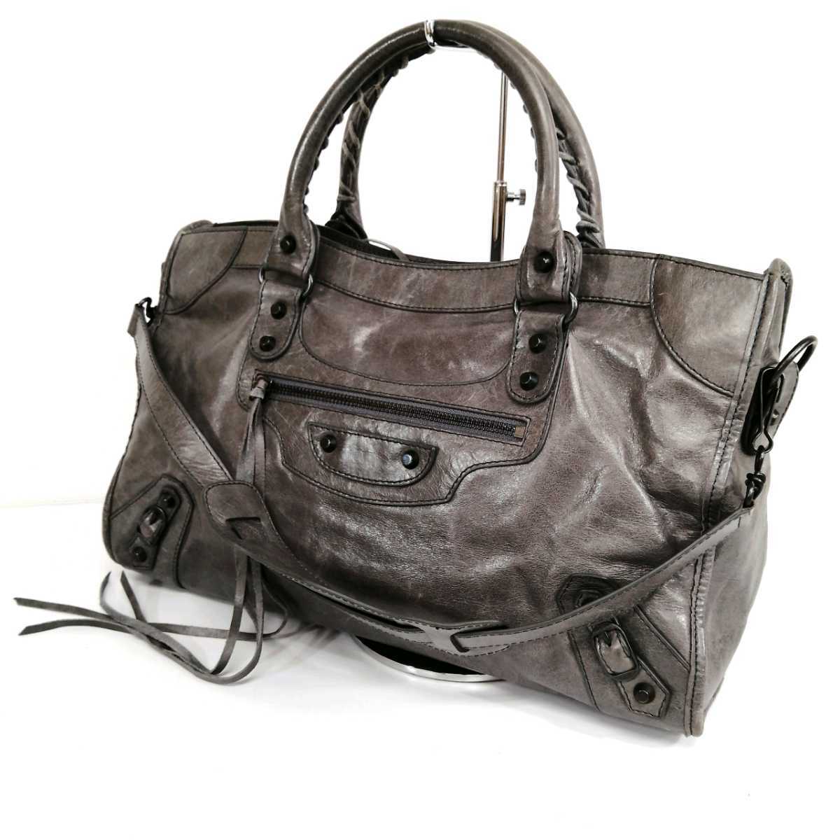 【送料無料，2025】 B 良品 イタリア製 極上レザー使用 BALENCIAGA バレンシアガ 2way ショルダーベルト付 ハンドバッグ 手提げ鞄 レディース トート 革鞄(かばん、バッグ)｜売買されたオークション情報、yahooの商品 かばん、バッグ