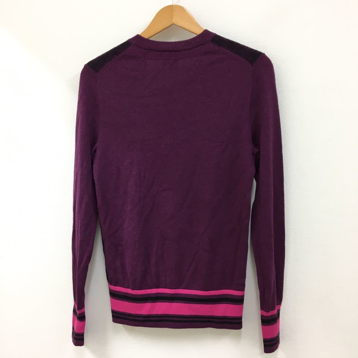 C040 A|X ARMANI EXCHANGE アルマーニ エクスチェンジ 薄手 ニット セーター ウール混 トップス メンズ S エンジ ピンク 総柄 アルマーニ Armani ARMANI エクスチェンジ Silicone Bracelet
