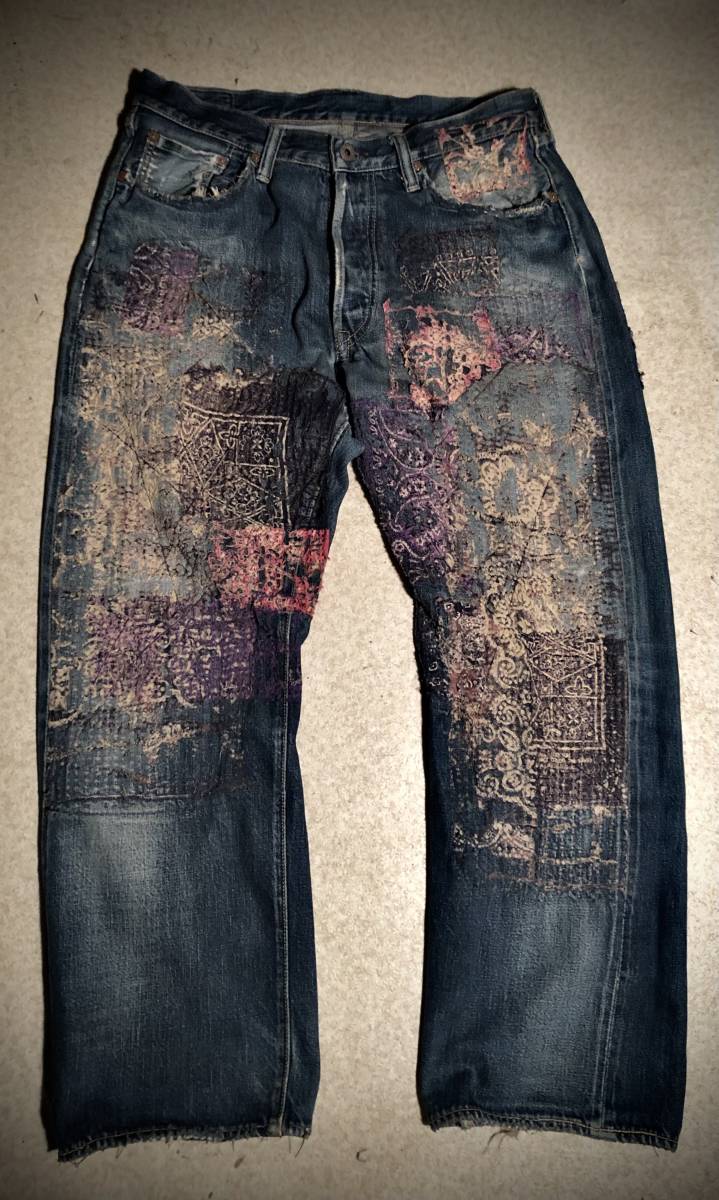 スペシャル ビンテージ デニム バンダナ BORO カスタム 刺し子 襤褸  