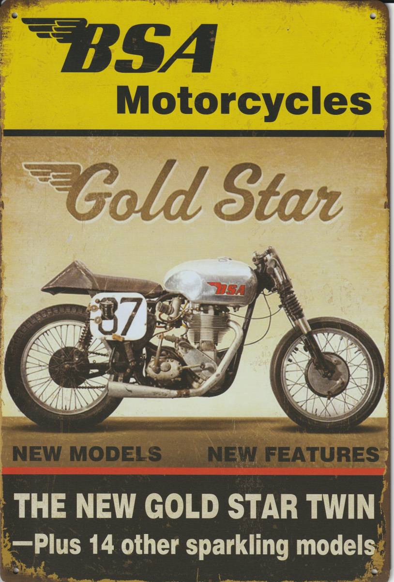 ブリキ 看板 アメリカン 雑貨 おしゃれ インテリア かっこいい アンティーク プレート ポスター グッズ ステッカー Bsa Gold Star バイク1 看板 売買されたオークション情報 Yahooの商品情報をアーカイブ公開 オークファン Aucfan Com