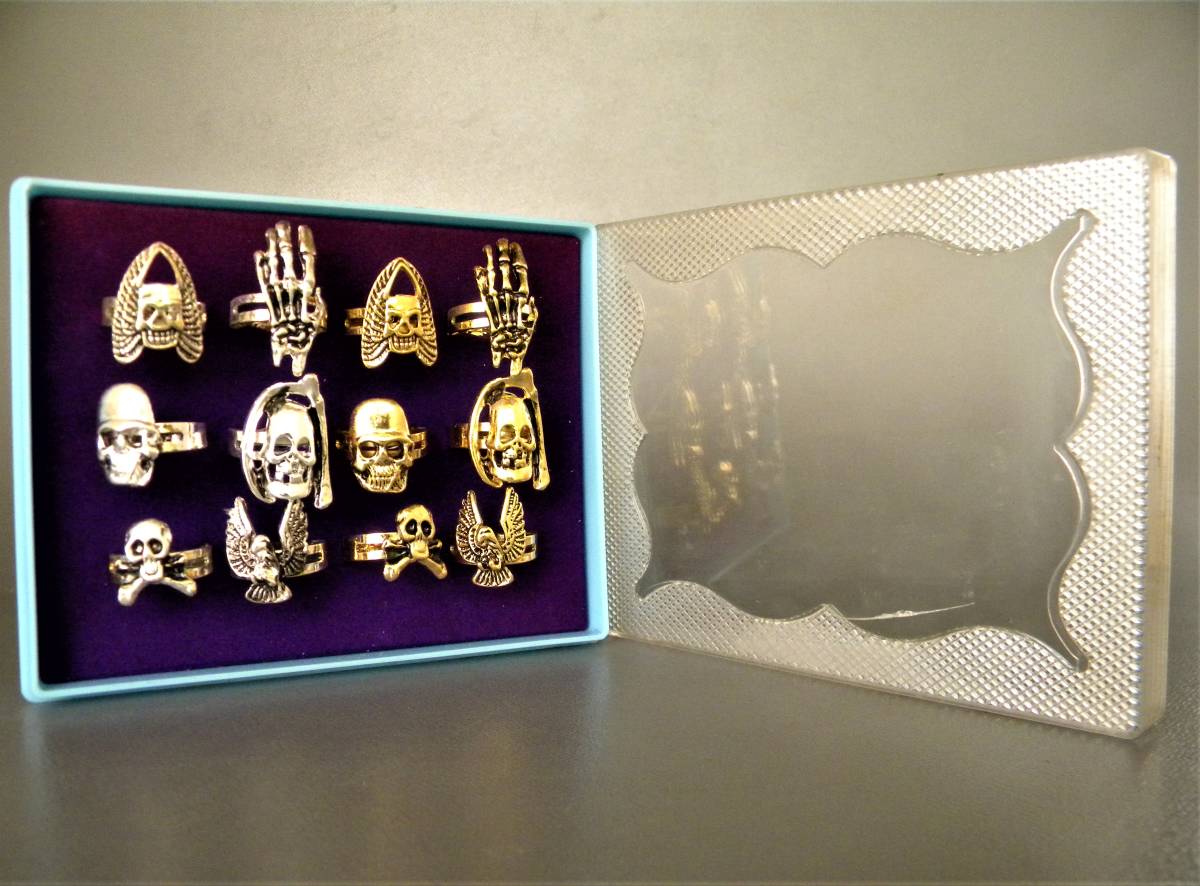 当時物 ★★Skull Ring 大倉TOY 髑髏ドクロ 指輪 12p !! 合金ダイキャスト 骸骨スカルリング 怪奇「定形外/LP可」★★未使用デッドストック