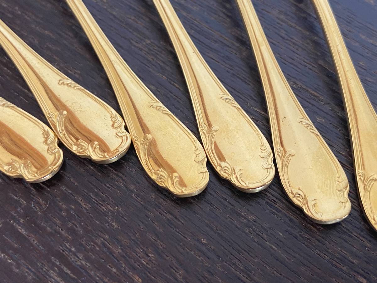 クリストフル ポンパドール 24Kメッキ製 モカスプーン 6本/10cm