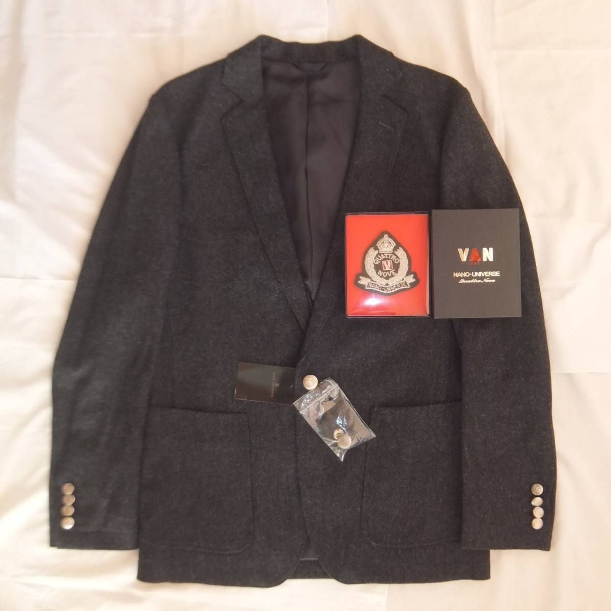 新品同様 VAN JACKET ヴァンヂャケット × NANO UNIVERSE QuattroNove コラボ エンブレム ウールジャケット M ヴァンジャケット VAN JAC