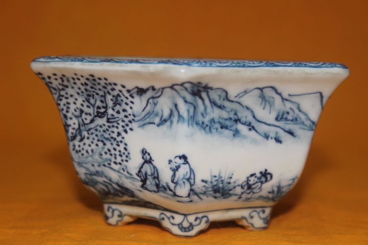 【正規品，最新作】 和鉢 初代祥石 染付山水人物図六角鉢 間口13.2ｃｍ(鉢)｜売買されたオークション情報、yahooの商品情報をアーカイブ公開 - オークファン 鉢